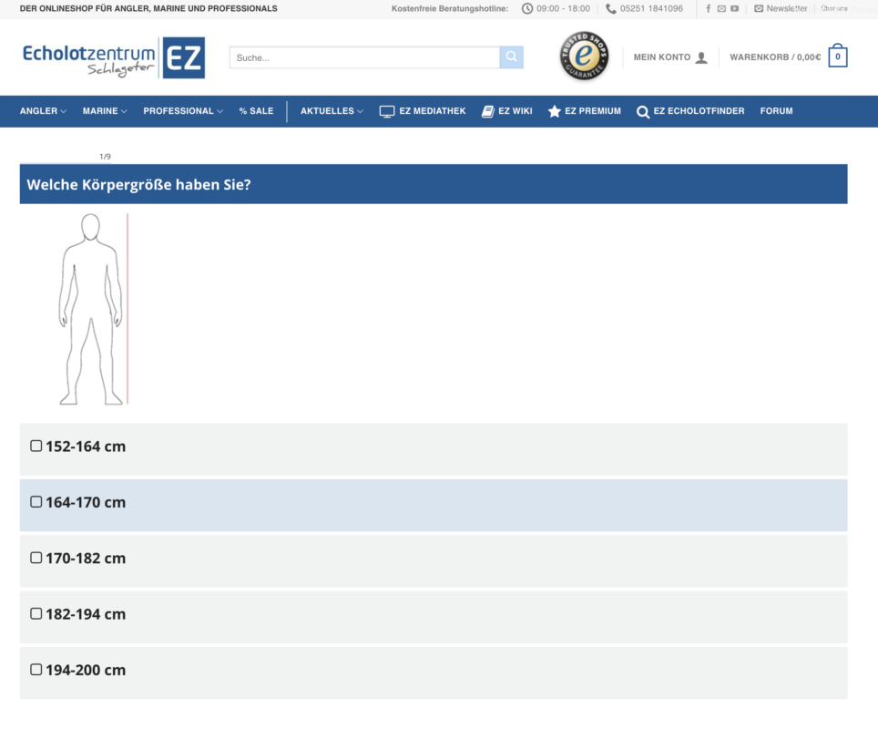 Neu: Der Ursuit Größenfinder