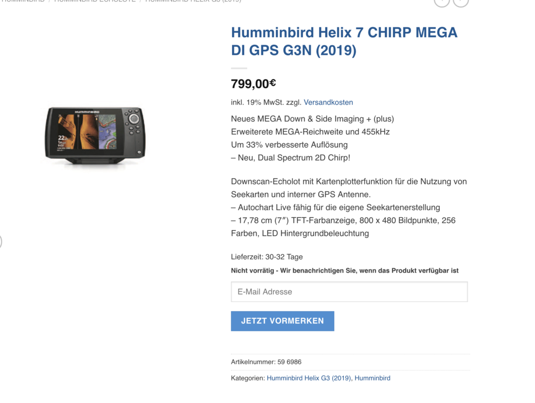 Neu: Warteliste für Humminbird HELIX G3 Modelle