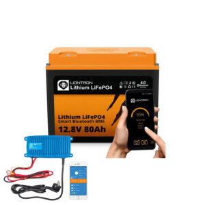 LIONTRON LiFePO4 12,8V 80Ah LX Smart BMS mit Bluetooth - IP65 inkl. Victron Blue Smart IP67 Ladegerät 12/25(1+si) 230V