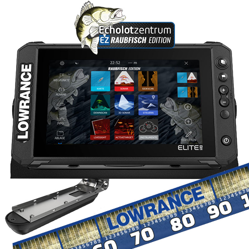 Lowrance Elite FS 9 mit Active Imaging 3in1 Geber & Fischmaßband - EZ Raubfisch Edition