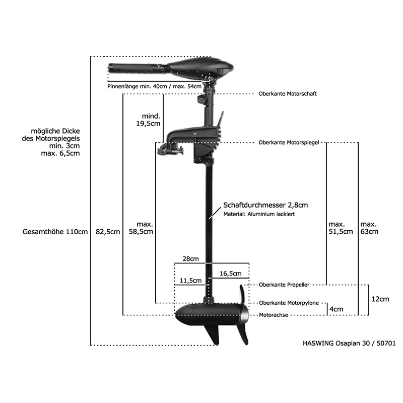 Haswing Osapian 30 Elektro Außenborder 360W 12V schwarz