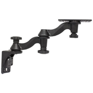 RAM Mounts Doppel-Schwenkarm für vertikale Wandbefestigung - Vertikal-Basis, rechteckige Universalplatte (ca. 158 x 50mm, diverse Lochraster) - C-Kugel