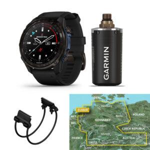 SAR BUNDLE - Garmin Descent™ Mk3i – 51 mm Graues DLC-Titan mit schwarzem Silikonarmband, Descent T2 Transceiver, Quickfit 26mm-Bungeemount und Garmin Bluechart G3 060R