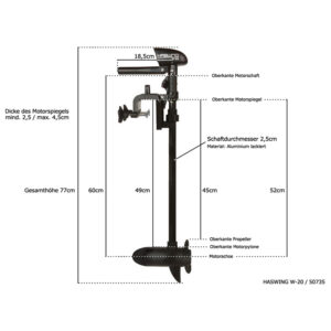 Haswing W-20 / 200W 12V Elektro-Außenborder für Kajaks