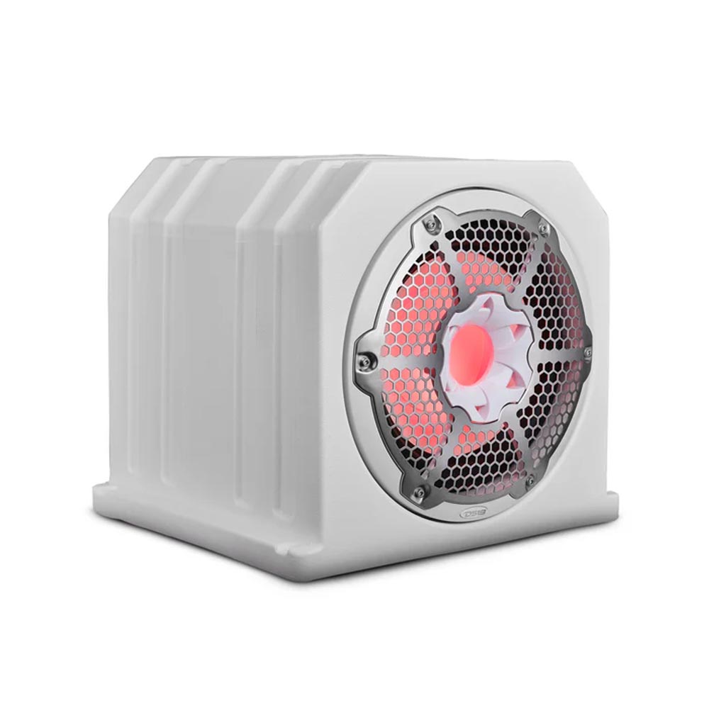 DS18 Subwoofer mit Gehäuse 10" weiß mit LED / NXL-10SUBLD/W