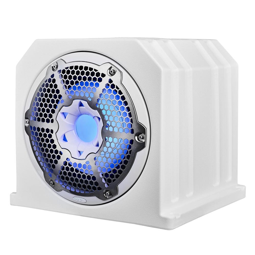 DS18 Subwoofer mit Gehäuse 10" weiß mit LED / NXL-10SUBLD/W