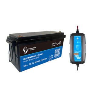 Ultimatron Lithium Batterie LiFePO4 24V100Ah Smart BMS mit Bluetooth - mit 13A Victron Ladegerät