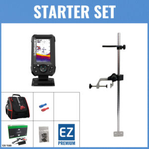 STARTER Set - Lowrance Eagle 4x mit 200kHz Bullet-Geber - Tasche klein / Geberstange C / 12V11Ah Lithium-Akku / Lader / Kabelschuhe