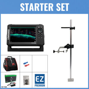 STARTER Set - Lowrance Eagle 7 mit SplitShot HD Geber - Tasche klein / Geberstange C / 12V11Ah Lithium-Akku / Lader / Kabelschuhe