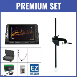 PREMIUM Set - Lowrance Elite FS 7 mit AI 3-in-1 Geber - Koffer / Minn Kota-Geberstange / 12V18Ah Lithium-Akku / Lader / QuickConnect