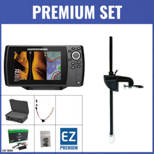 PREMIUM Set - Humminbird Helix 7 CHIRP MEGA SI GPS G4 mit Geber - Koffer / Minn Kota-Geberstange / 12V18Ah Lithium-Akku / Lader / QuickConnect