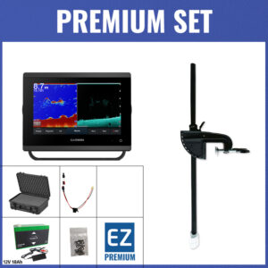 PREMIUM Set - Garmin GPSMAP 723xsv mit GT56UHD-TM Geber - Koffer / Minn Kota-Geberstange / 12V18Ah Lithium-Akku / Lader / QuickConnect