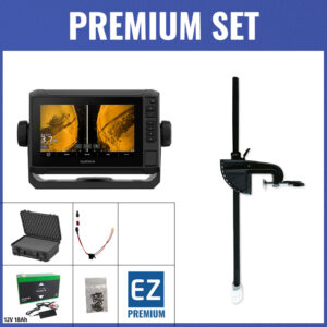 PREMIUM Set - Garmin ECHOMAP UHD2 72sv mit GT54UHD-TM-Geber - Koffer / Minn Kota-Geberstange / 12V18Ah Lithium-Akku / Lader / QuickConnect