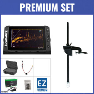 PREMIUM Set - Lowrance Elite FS 9 mit AI 3-in-1 Geber - Koffer / Minn Kota-Geberstange / 12V18Ah Lithium-Akku / Lader / QuickConnect