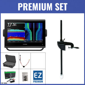 PREMIUM Set - Garmin GPSMAP 923xsv mit GT56UHD-TM Geber - Koffer / Minn Kota-Geberstange / 12V18Ah Lithium-Akku / Lader / QuickConnect